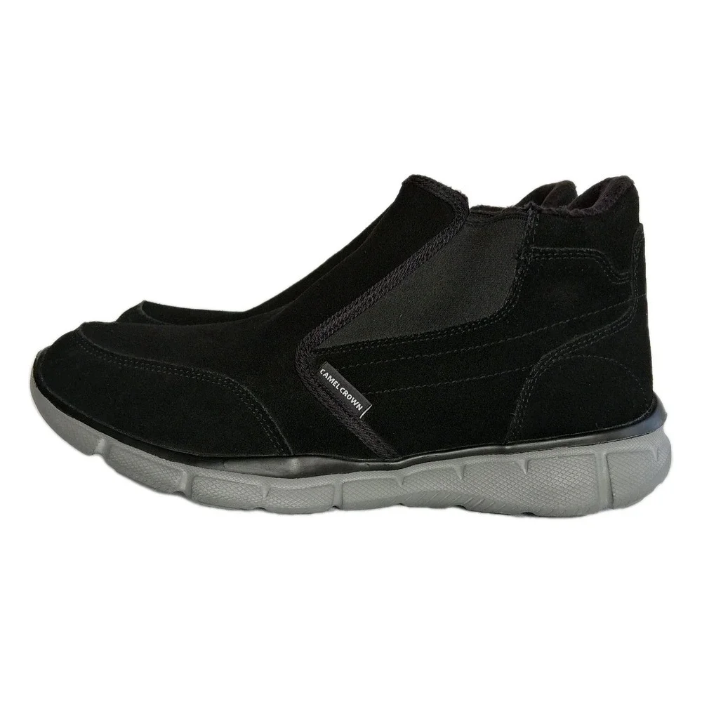 CAMEL CROWN Suede Slip-On Shoes Men's 10.5 Black/Gray Chelsea Sneaker Boots